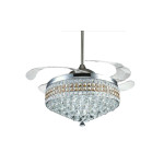 Metal Air Crystal Prince Retractable Blades Ceiling Fan with Multicolor LED Light
