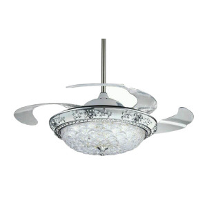 Metal Air Silver Star Retractable LED Designer Ceiling Fan Metal Air Silver Star Retractable LED Designer Ceiling Fan