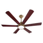 Breezalit Alina 6 Blade Antique Copper Wood Finish with 3 Color LED Remote Control Ceiling Fan