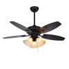 Metal Air Wind Flower Matt Black Teak 42" Designer Ceiling Fan 