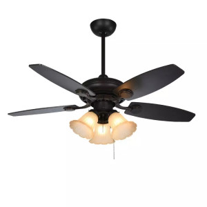 Metal Air Wind Flower Matt Black Teak 42" Designer Ceiling Fan Metal Air Wind Flower Matt Black Teak 42" Designer Ceiling Fan