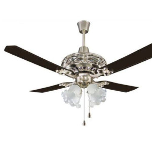 Breezalit Dezire Antique Steel Rosewood Ceiling Fan 48" With  Lampshade