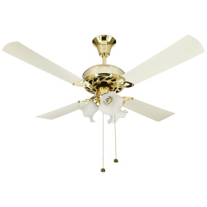 Crompton Uranus Gold Ivory 48" 1200mm 3 Lights Ceiling Fan with LED Bulbs