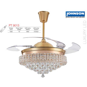 Johnson PT9013 Gold Crystal Luxury 42" 1050mm Ceiling Fan