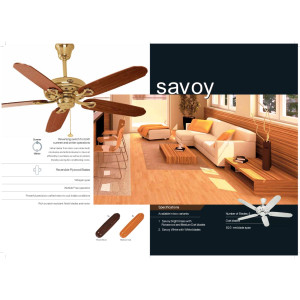 USHA Hunter Designer Savoy 52" Bright Brass Ceiling Fan