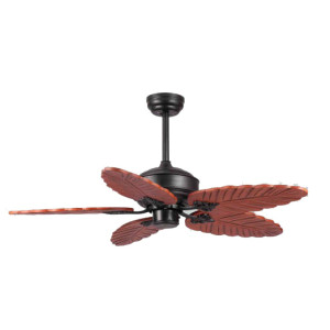 Metal Air Wind Flower Matt Black Teak 42" Designer Ceiling Fan 